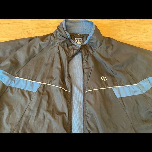 Champion black and blue full zip windbreaker. Size XL. - Picture 2 of 5